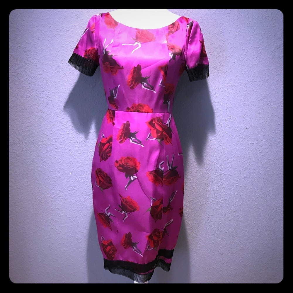 designer dress with zip back and custom print